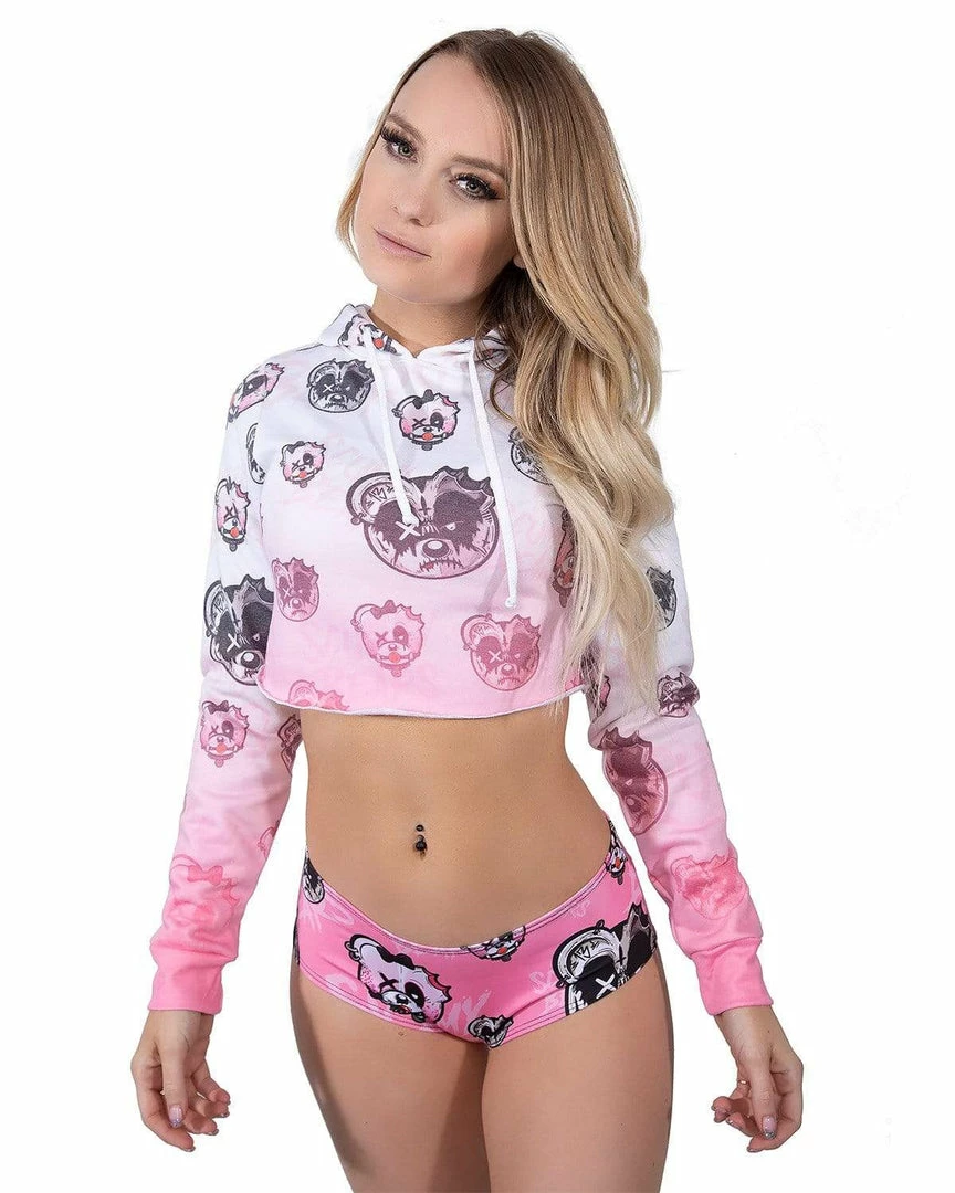 Scummy Bears BONDAGE BEARS (GOTH AF) - CROP HOODIE (BABYDOLL PINK) CLOTHES AND STUFF