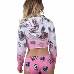 Scummy Bears BONDAGE BEARS (GOTH AF) - CROP HOODIE (BABYDOLL PINK) CLOTHES AND STUFF