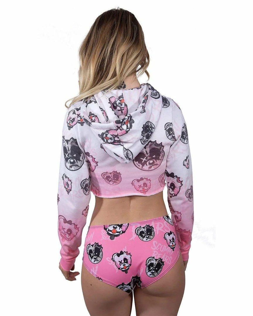 Scummy Bears BONDAGE BEARS (GOTH AF) - CROP HOODIE (BABYDOLL PINK) CLOTHES AND STUFF