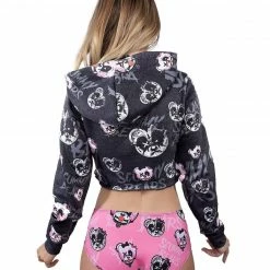 Scummy Bears BONDAGE BEARS (GOTH AF) - CROP HOODIE (BLACK) CLOTHES AND STUFF