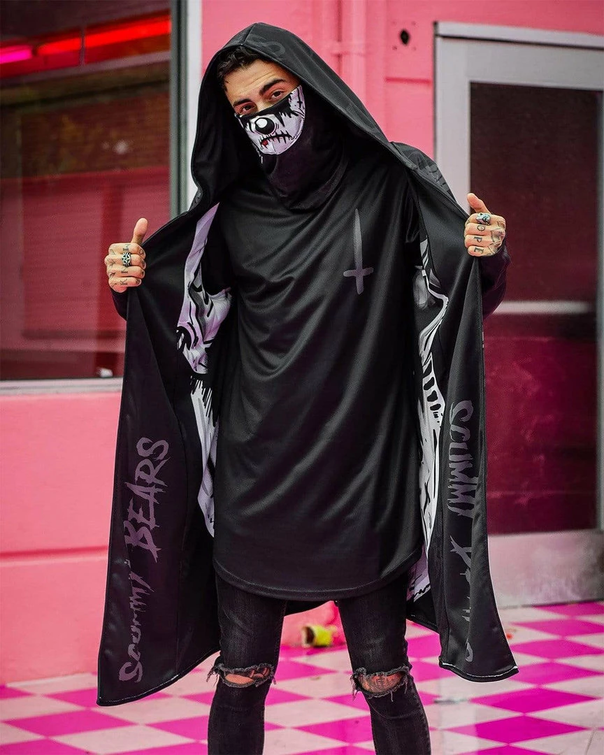 Scummy Bears GOTH BEAR (GOTH AF) - CLOAK (BLACK) CLOTHES AND STUFF