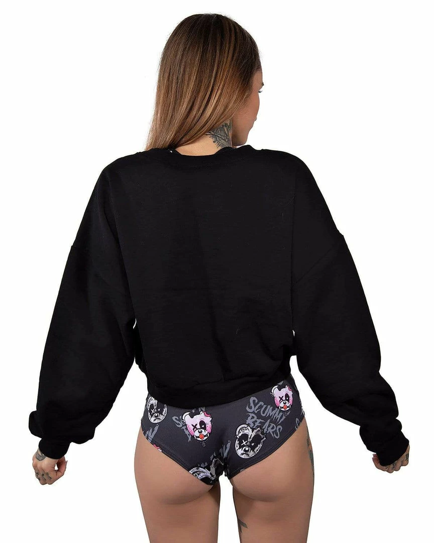 Scummy Bears SCUMMY DOODLE (GOTH AF) - CROP SWEATSHIRT (BLACK)