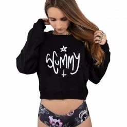Scummy Bears SCUMMY DOODLE (GOTH AF) - CROP SWEATSHIRT (BLACK)