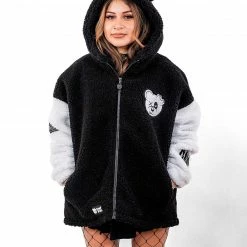 Scummy Bears CLOTHES AND STUFF FUZZY THINGZZ - OVERSIZED HIBERNATION JACKET (BLACK/WHITE)