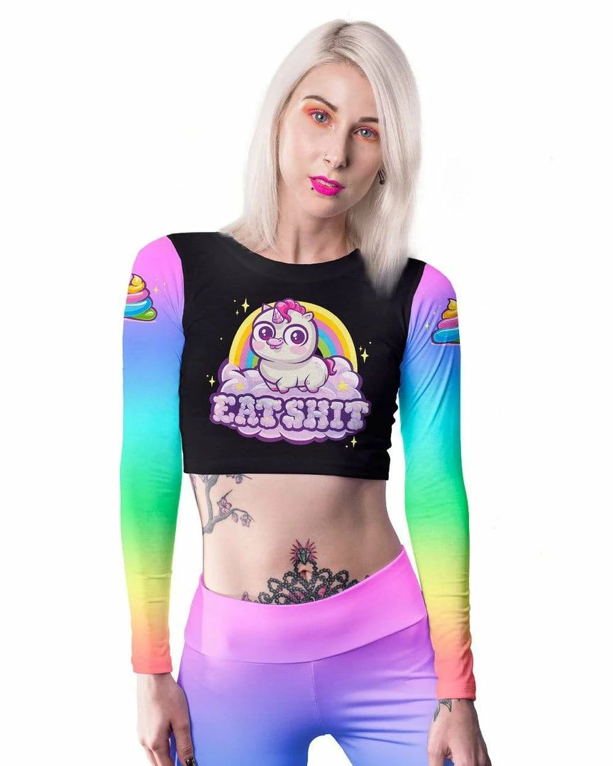 SCUMMY BEARS X MSEASY - EAT SHIT - LONG SLEEVE CROP TOP