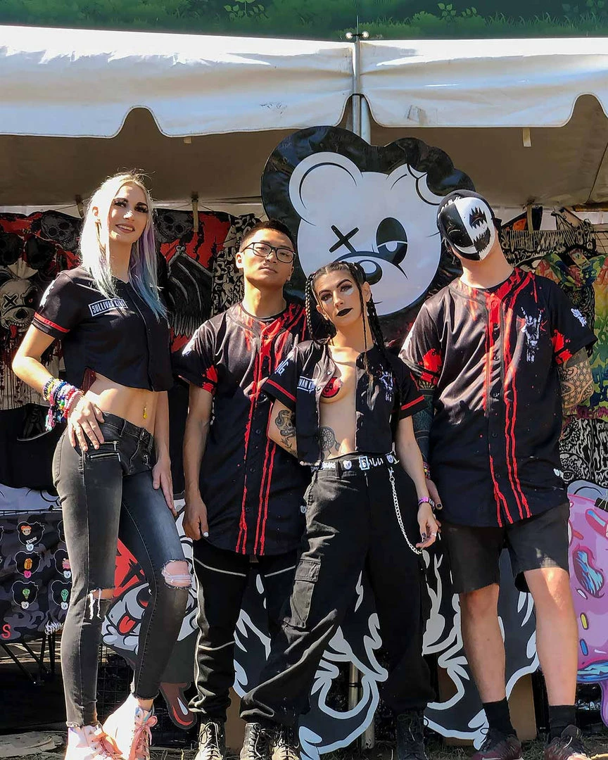 CLOTHES AND STUFF SULLIVAN KING X SCUMMY BEARS - SPINE COLLECTOR (BLACK) - BASEBALL JERSEY