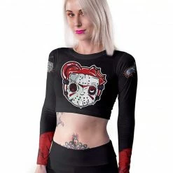 TOPS FIGURE X SCUMMY BEARS - JASON - LONG SLEEVE CROP TOP