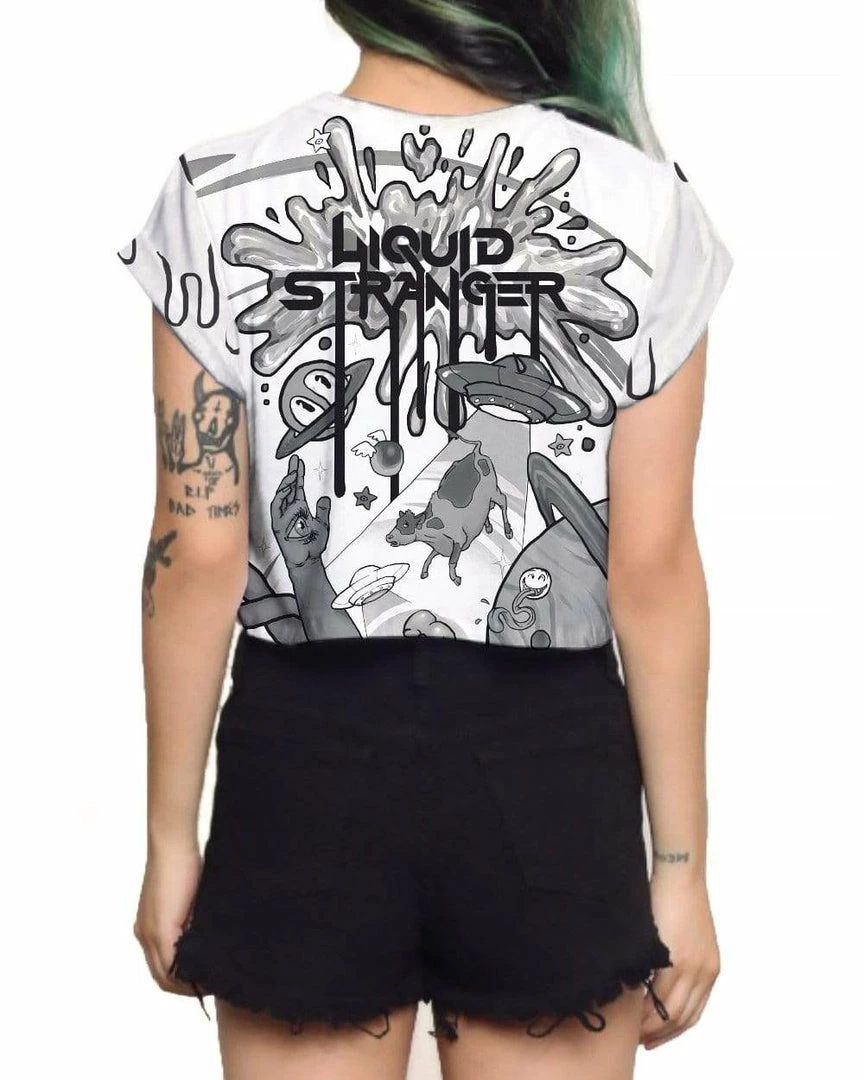 CLOTHES AND STUFF LIQUID STRANGER X SCUMMY BEARS - WEIRD & WONDERFUL (NIGHT) - CROP TEE