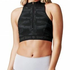 MIDNIGHT TYRANNOSAURUS X SCUMMY BEARS - BONEYARD - ZIPPERED SPORTS BRA