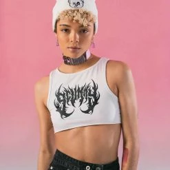 Scummy Bears OISHI - BEAR METAL (WHITE) - SHORT CROP TANK CLOTHES AND STUFF