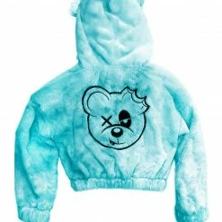 Scummy Bears SCUMMY DOODLE - FUZZY THINGZZ CROP HOODIE (ICE BLUE)