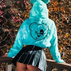 Scummy Bears SCUMMY DOODLE - FUZZY THINGZZ CROP HOODIE (ICE BLUE)