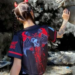 SULLIVAN KING X SCUMMY BEARS - SPINE COLLECTOR (BLACK) - CROP BASEBALL JERSEY JERSEYS