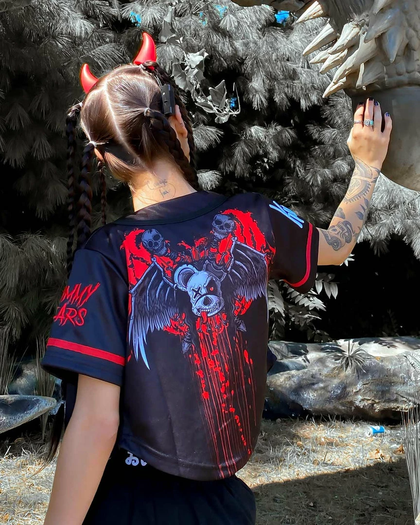 SULLIVAN KING X SCUMMY BEARS - SPINE COLLECTOR (BLACK) - CROP BASEBALL JERSEY JERSEYS