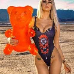 Scummy Bears CLOTHES AND STUFF POPSISKULLS - BLOODY RED - HIGH CUT BODY SUIT