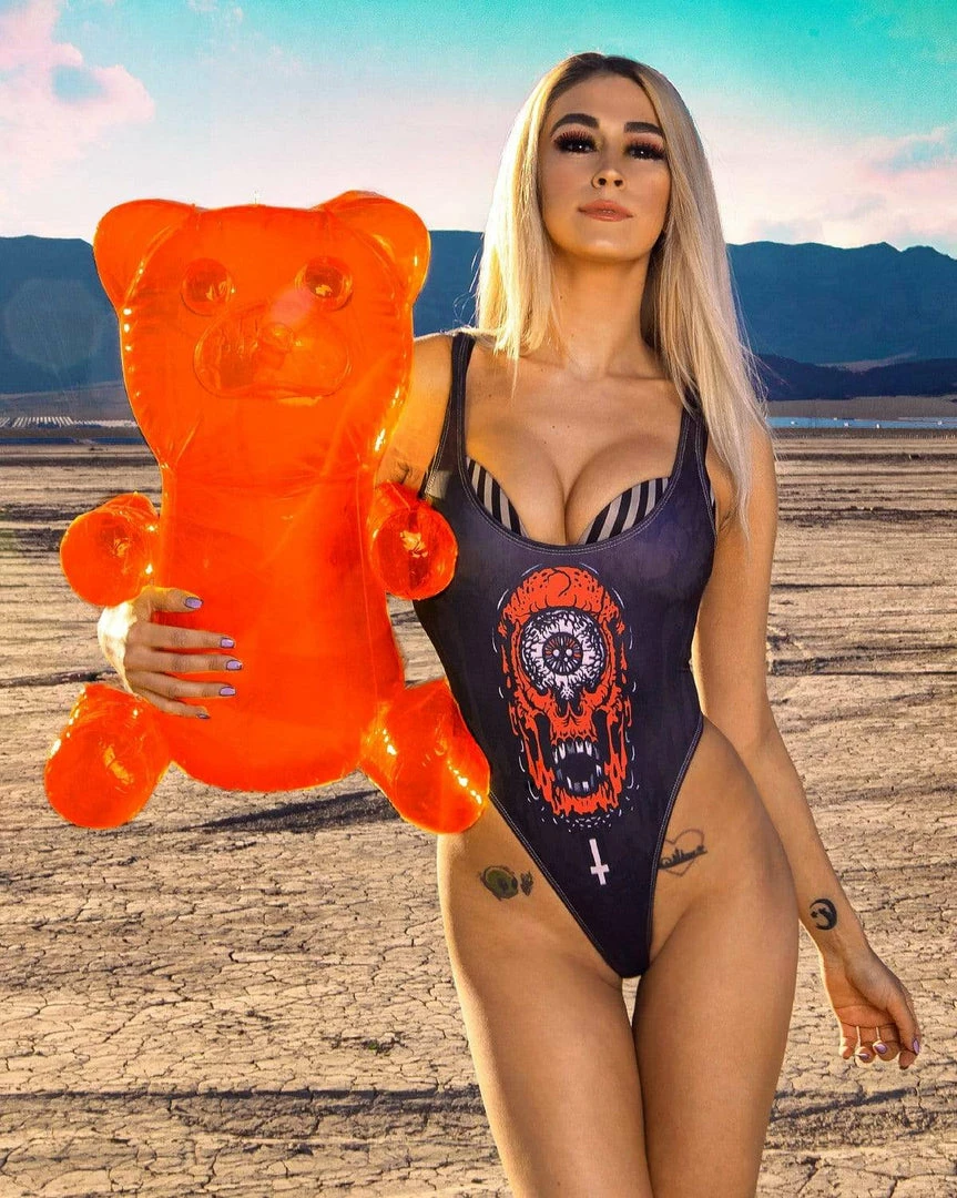 Scummy Bears CLOTHES AND STUFF POPSISKULLS - BLOODY RED - HIGH CUT BODY SUIT